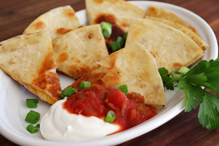 Plated Easy Cheesy Vegetarian Quesadillas with Salsa