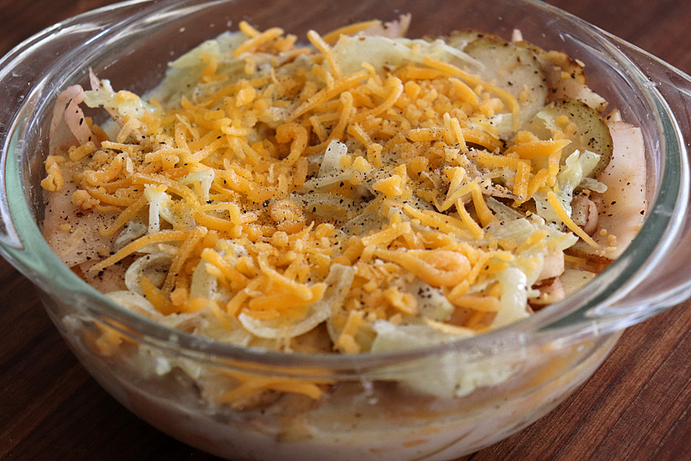 Layered casserole of Creamy Vegan Scalloped Potatoes Recipe